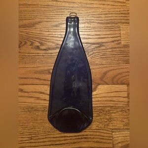Blue Glass Flattened Bottle - Wall Art/Accent Piece